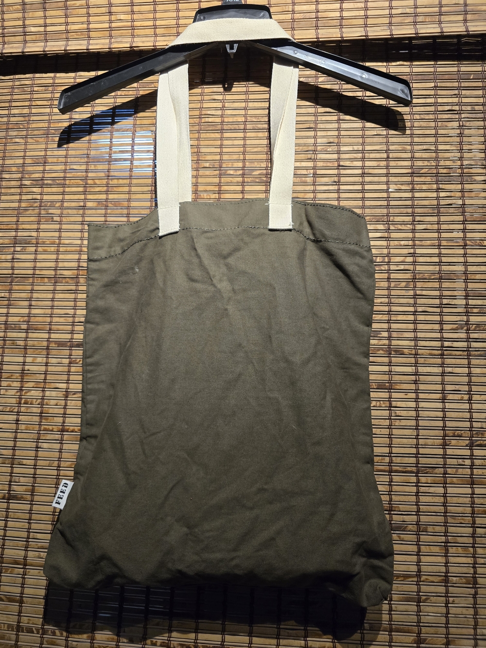 FEED Olive Green Canvas Tote Bag with Tree Graphic - Picture 2 of 3